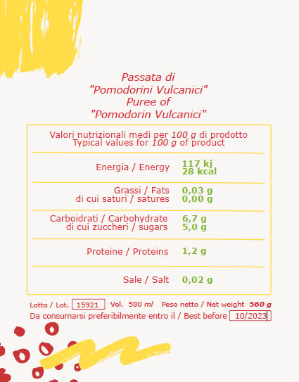 passata valori nutrizionali passata valori nutrizionali